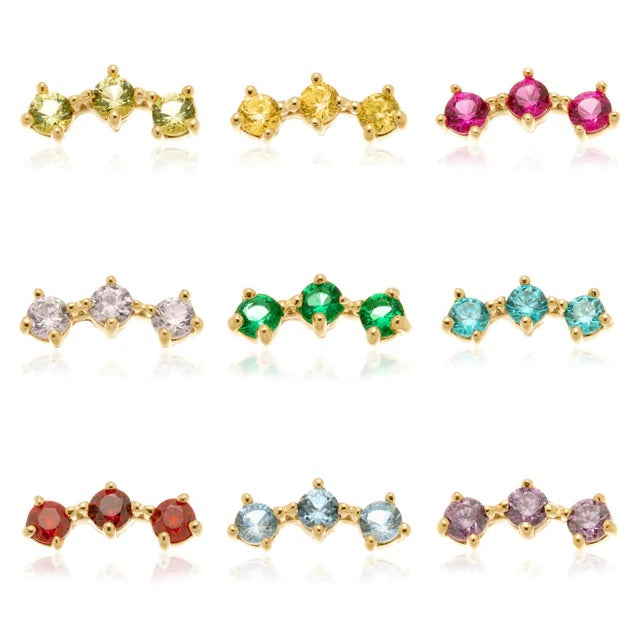 14ct Threadless Gold Triple Gem Attachment