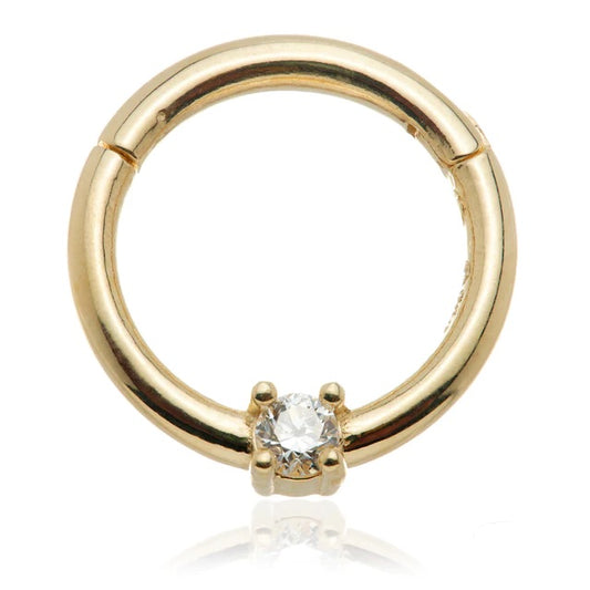 14ct Gold Prong Diamond Hinge Ring