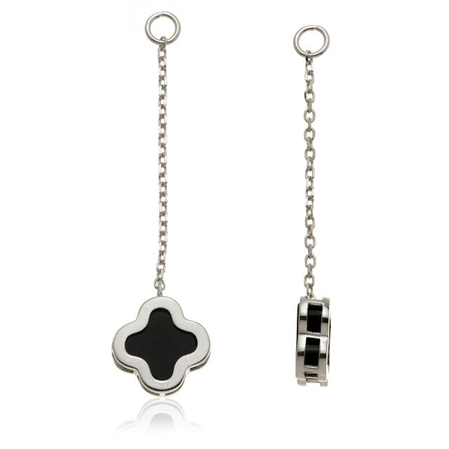 9ct Gold Hanging Chain With Black Onyx Clover