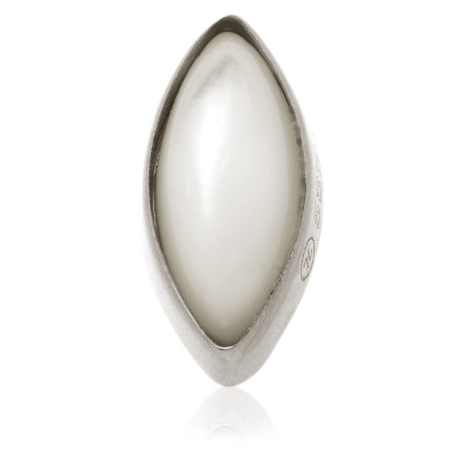 14ct Gold Threadless Mother of Pearl Cabochon Marquise Pin Attachment