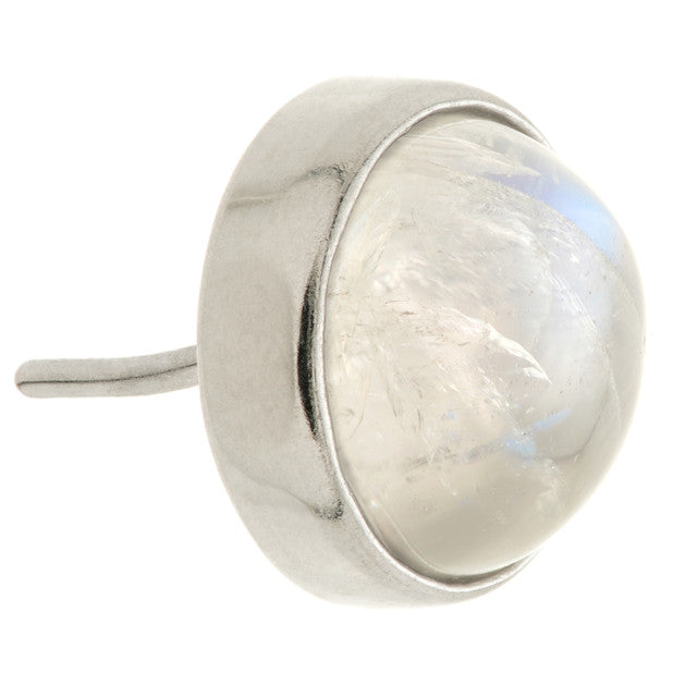 14ct Gold Threadless Moonstone Cabochon Round Pin Attachment