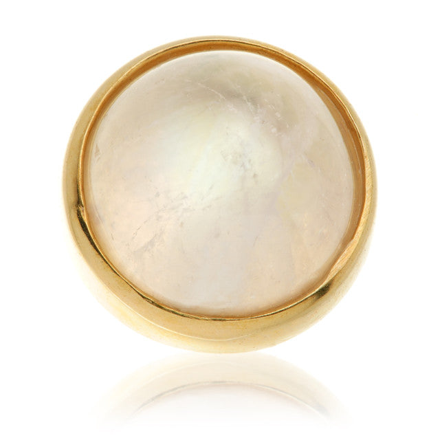 14ct Gold Threadless Moonstone Cabochon Round Pin Attachment