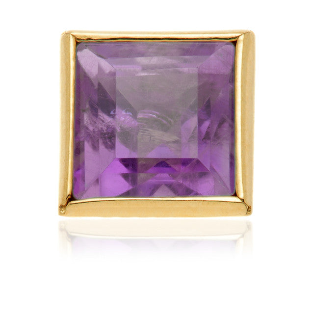14ct Gold Threadless Amethyst Square Pin Attachment