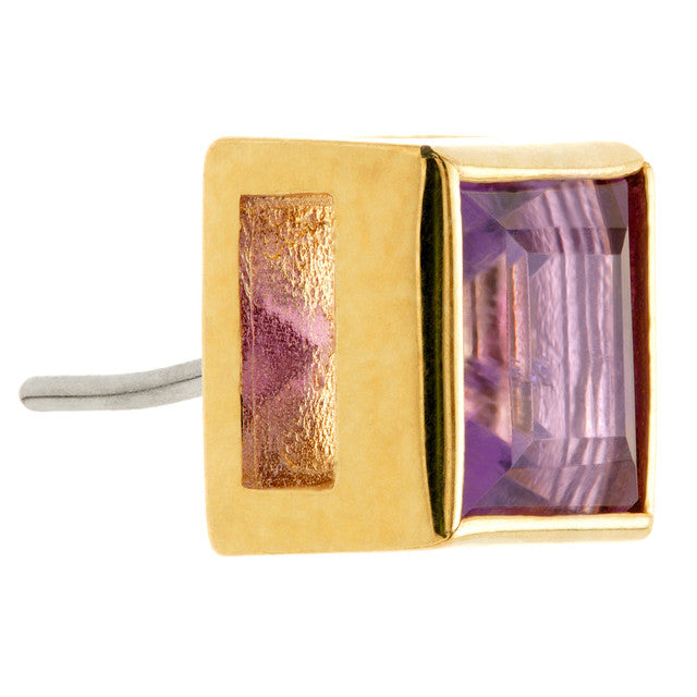 14ct Gold Threadless Amethyst Square Pin Attachment