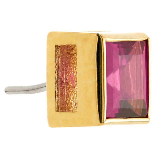 14ct Gold Threadless Rhodolite Square Pin Attachment