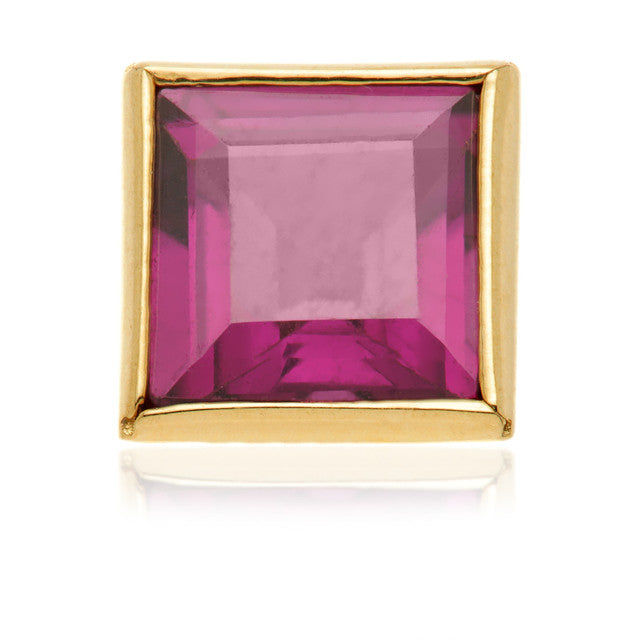 14ct Gold Threadless Rhodolite Square Pin Attachment