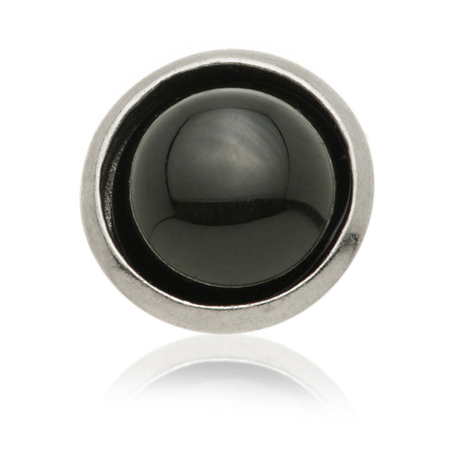 14ct Gold Threadless Black Agate Cabochon Bezel Pin