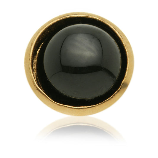 14ct Gold  Threadless Black Agate Cabochon Bezel Pin
