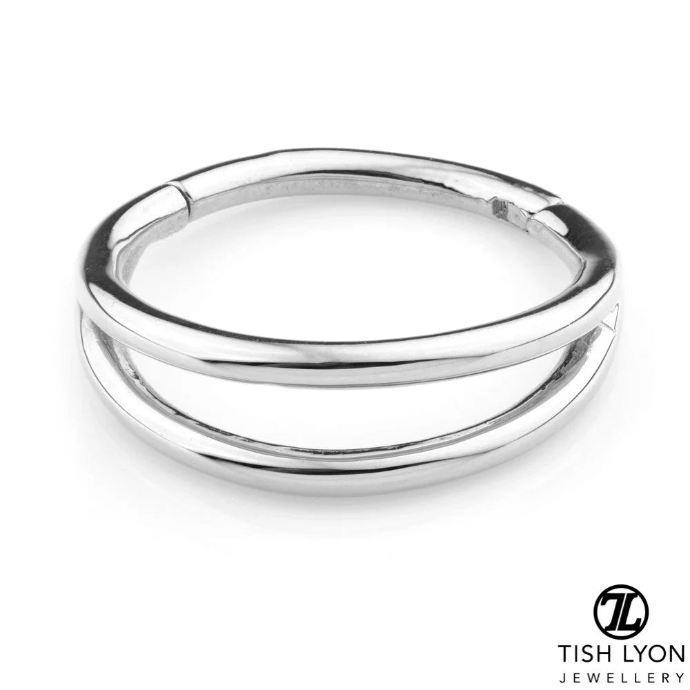 Gold Double Band Conch Hinged Segment Ring
