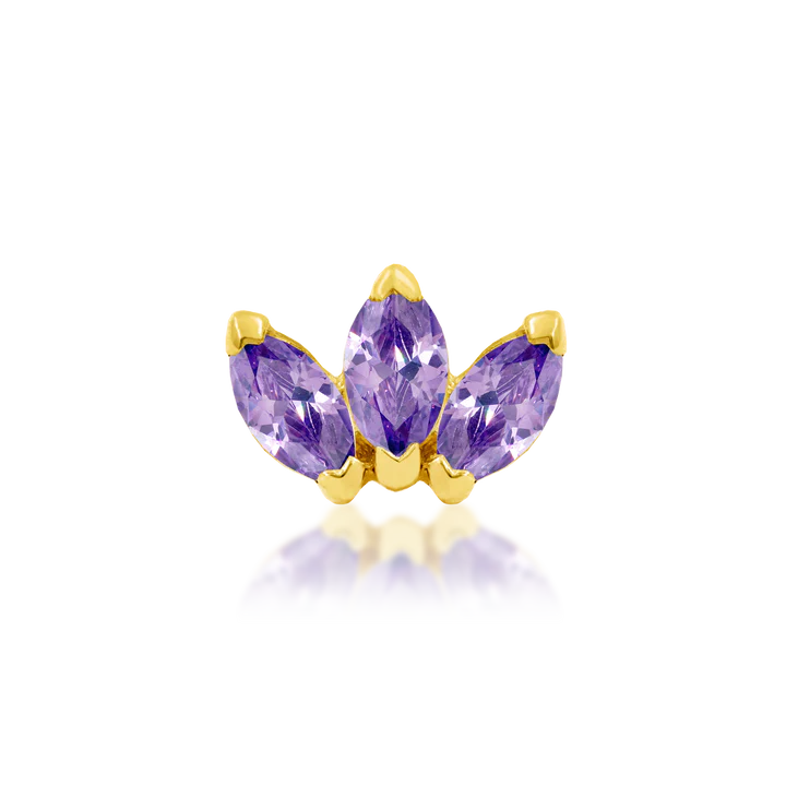 14ct GOLD Triple Marquise CZ Fan
