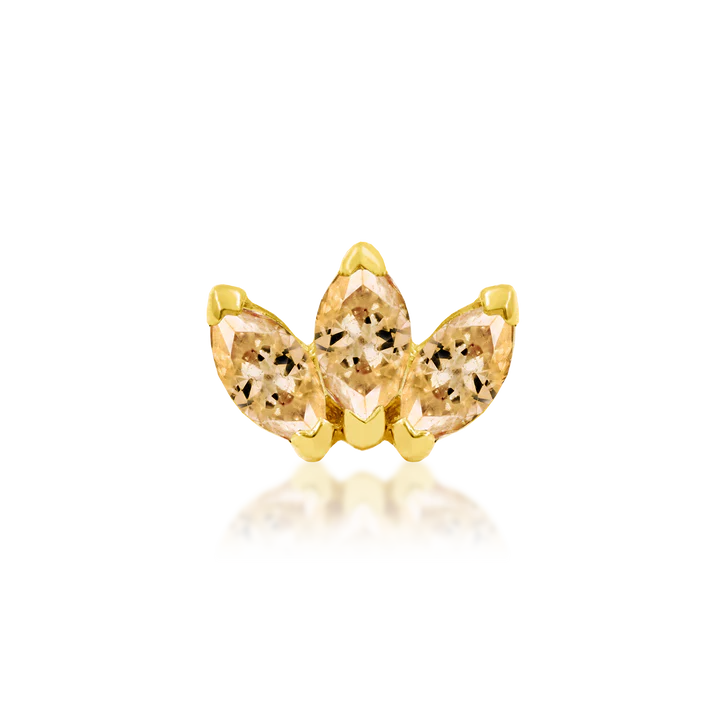 14ct GOLD Triple Marquise CZ Fan