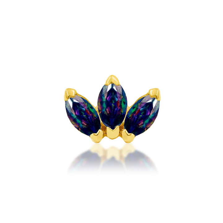 14ct GOLD Triple Marquise CZ Fan