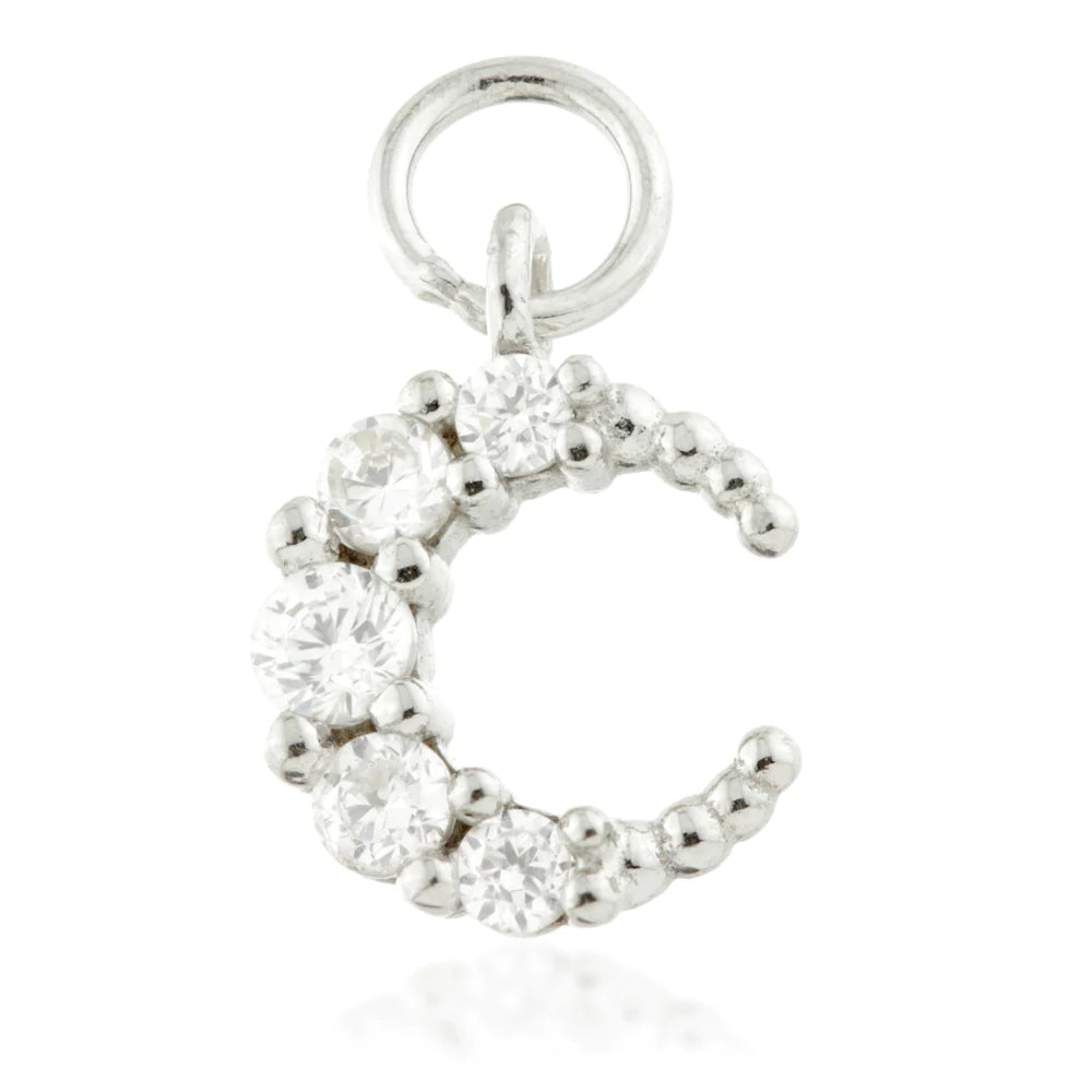 9ct Gold Jewelled Moon Charm