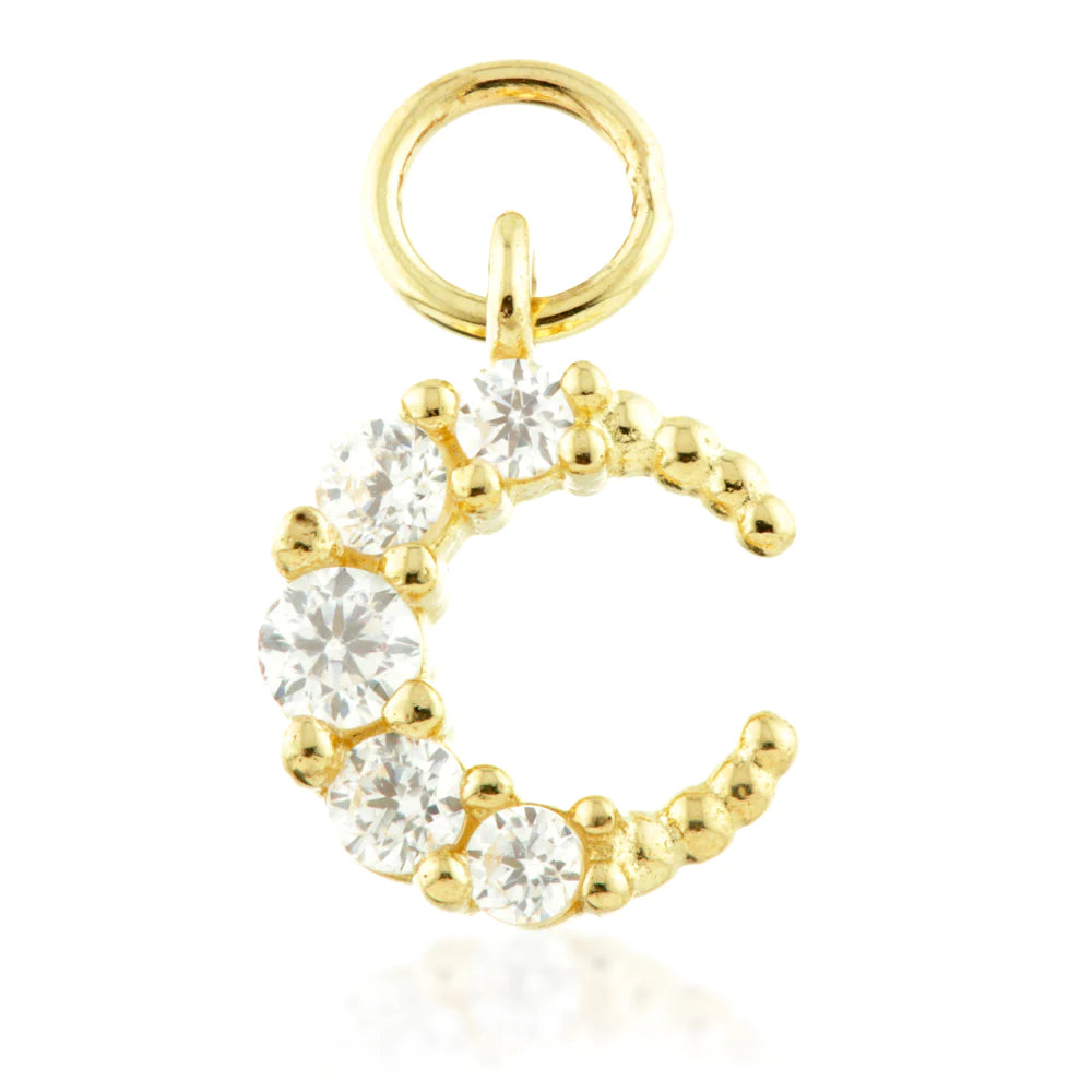 9ct Gold Jewelled Moon Charm