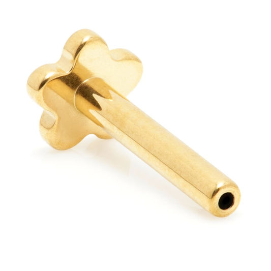 Zircon Gold Titanium Threadless Labret Stem with Flower Base