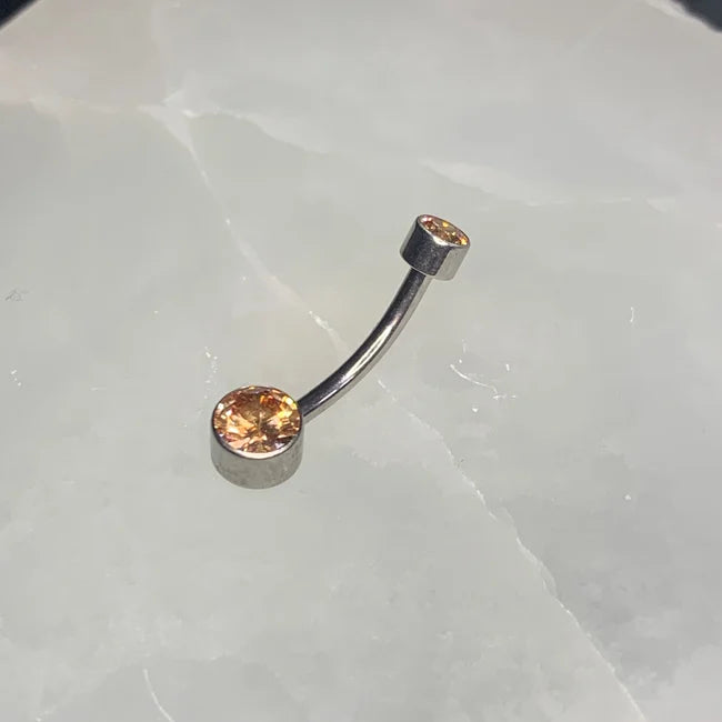 Micro Double Crystal/Opal Navel Curve