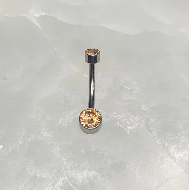 Micro Double Crystal/Opal Navel Curve