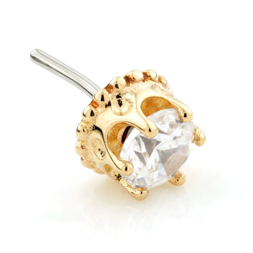 14ct Threadless Gold Crown Pin Attachment