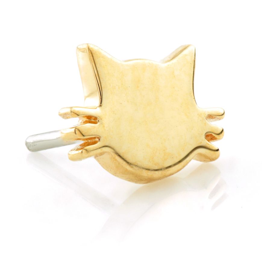 14ct Threadless Gold Cat Pin Attachment