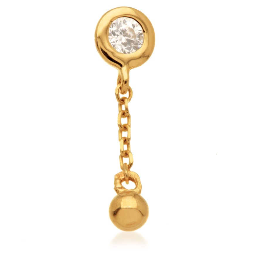 14ct Threadless Round Gem & Ball Attachment