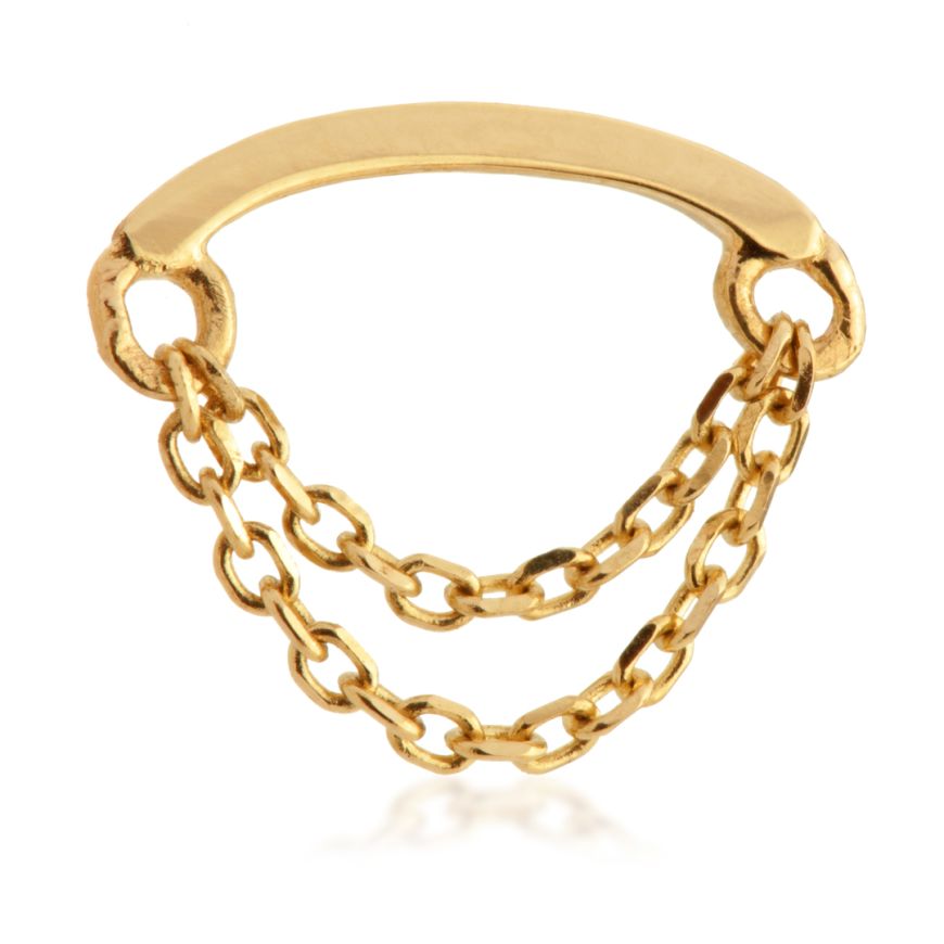 14ct Curved Bar & Double Chain Attachment - Threadless