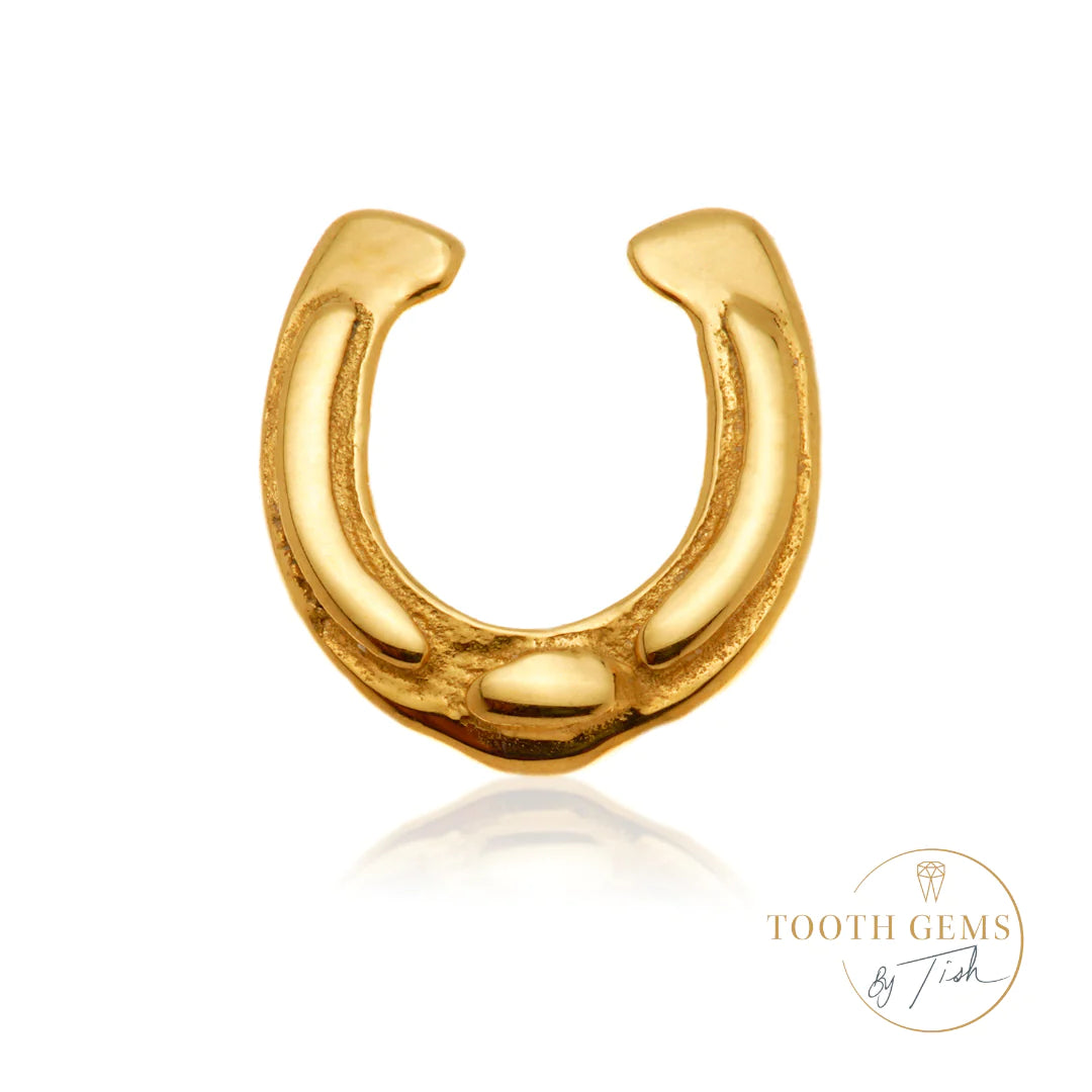 Gold Lucky Horse Shoe Tooth Gem