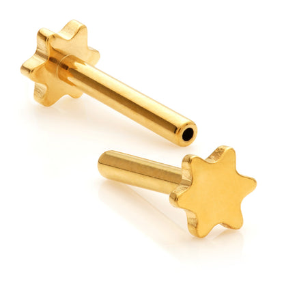 Zircon Gold Star Base Titanium Labret Stem - Threadless or Internally Threaded