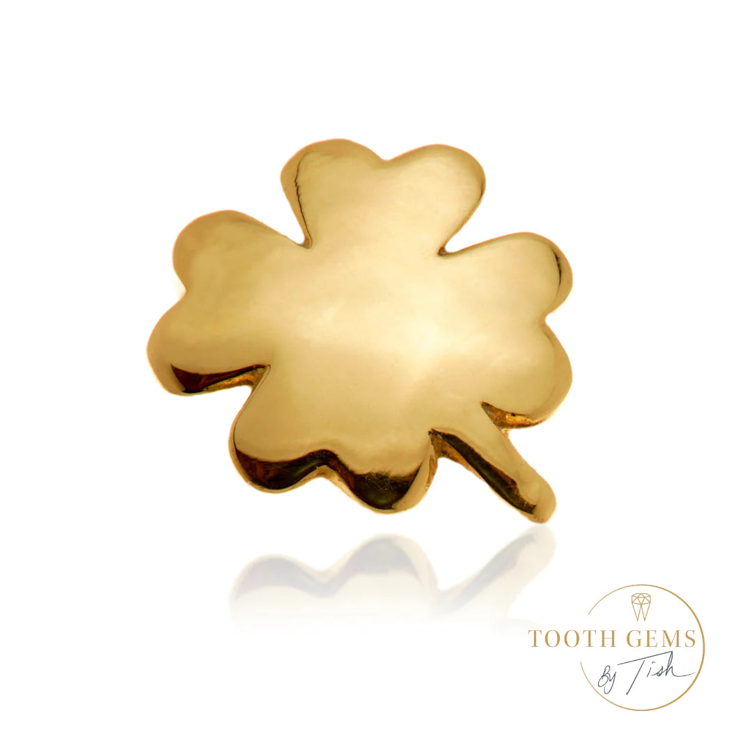 Gold Lucky Clover Tooth Gem