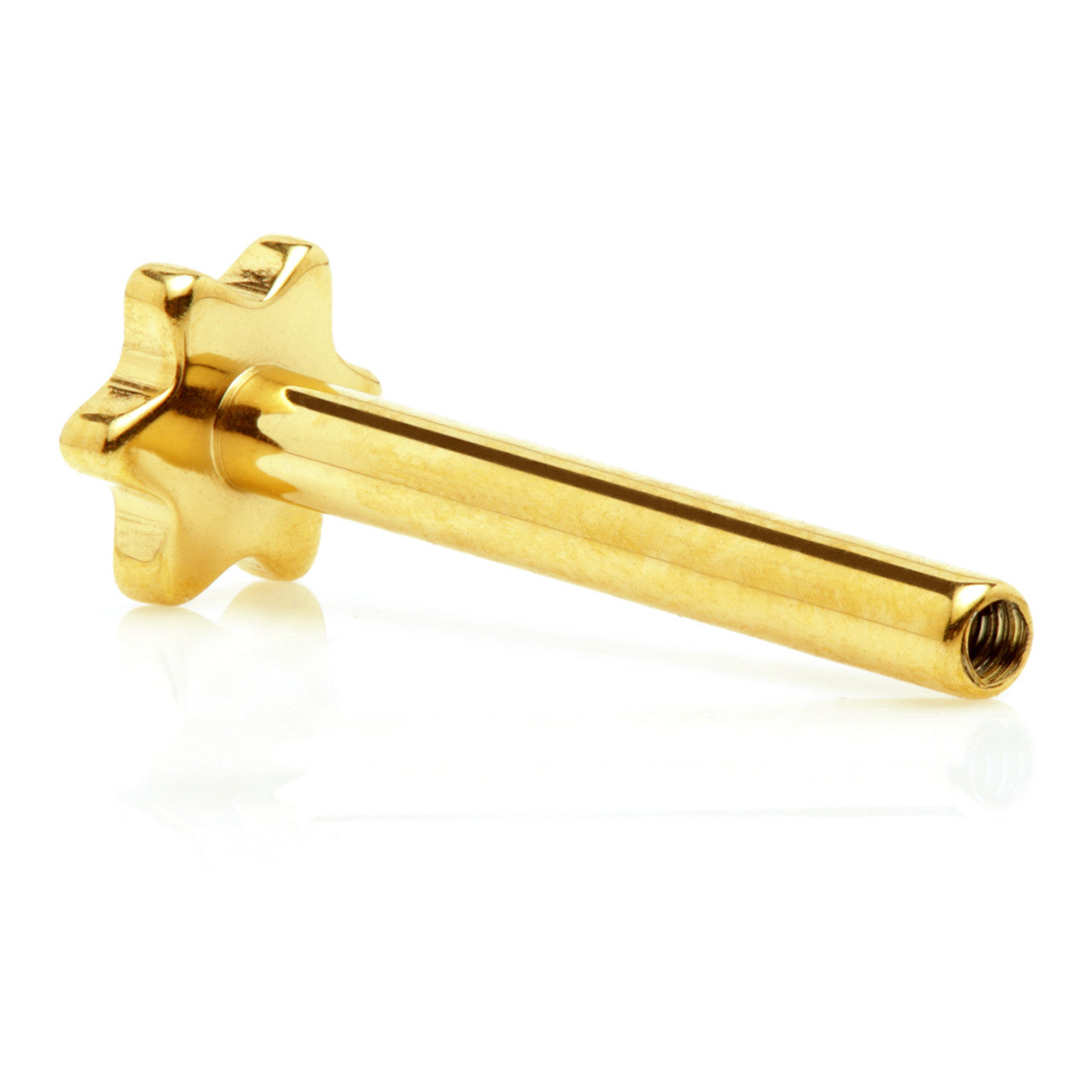 Zircon Gold Star Base Titanium Labret Stem - Threadless or Internally Threaded