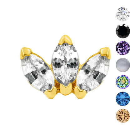 14ct GOLD Triple Marquise CZ Fan