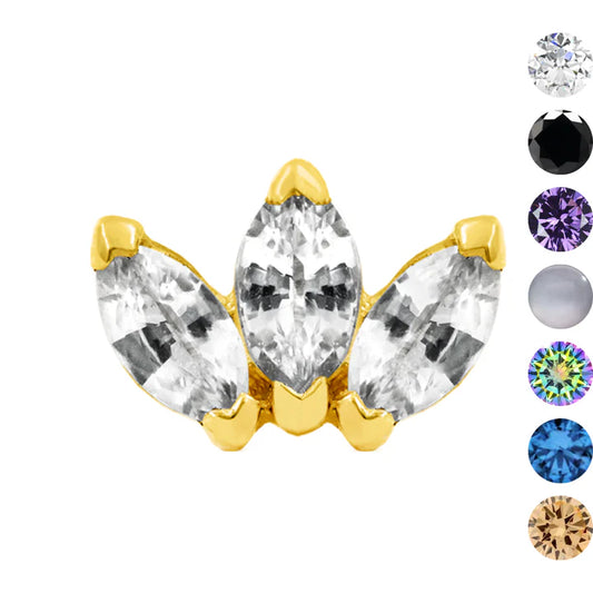 14ct GOLD Triple Marquise CZ Fan