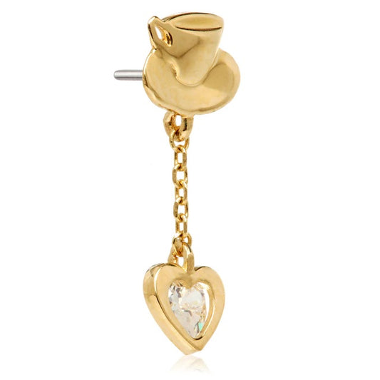 14ct Threadless Teacup with Hanging Heart Chain Charm Attachment