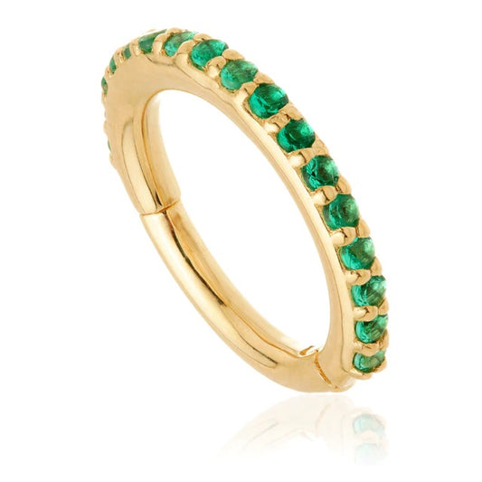 14ct Gold Pavé Emerald Eternity Hinge Ring