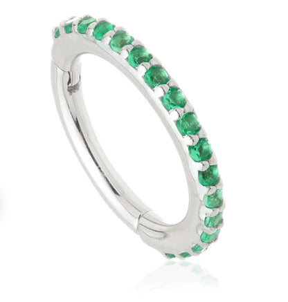 14ct Gold Pavé Emerald Eternity Hinge Ring