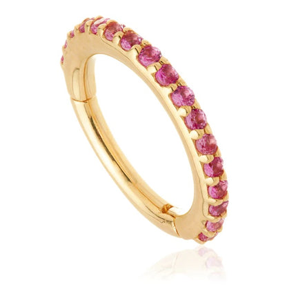 14ct Gold Ruby Pavé Eternity Hinge Ring