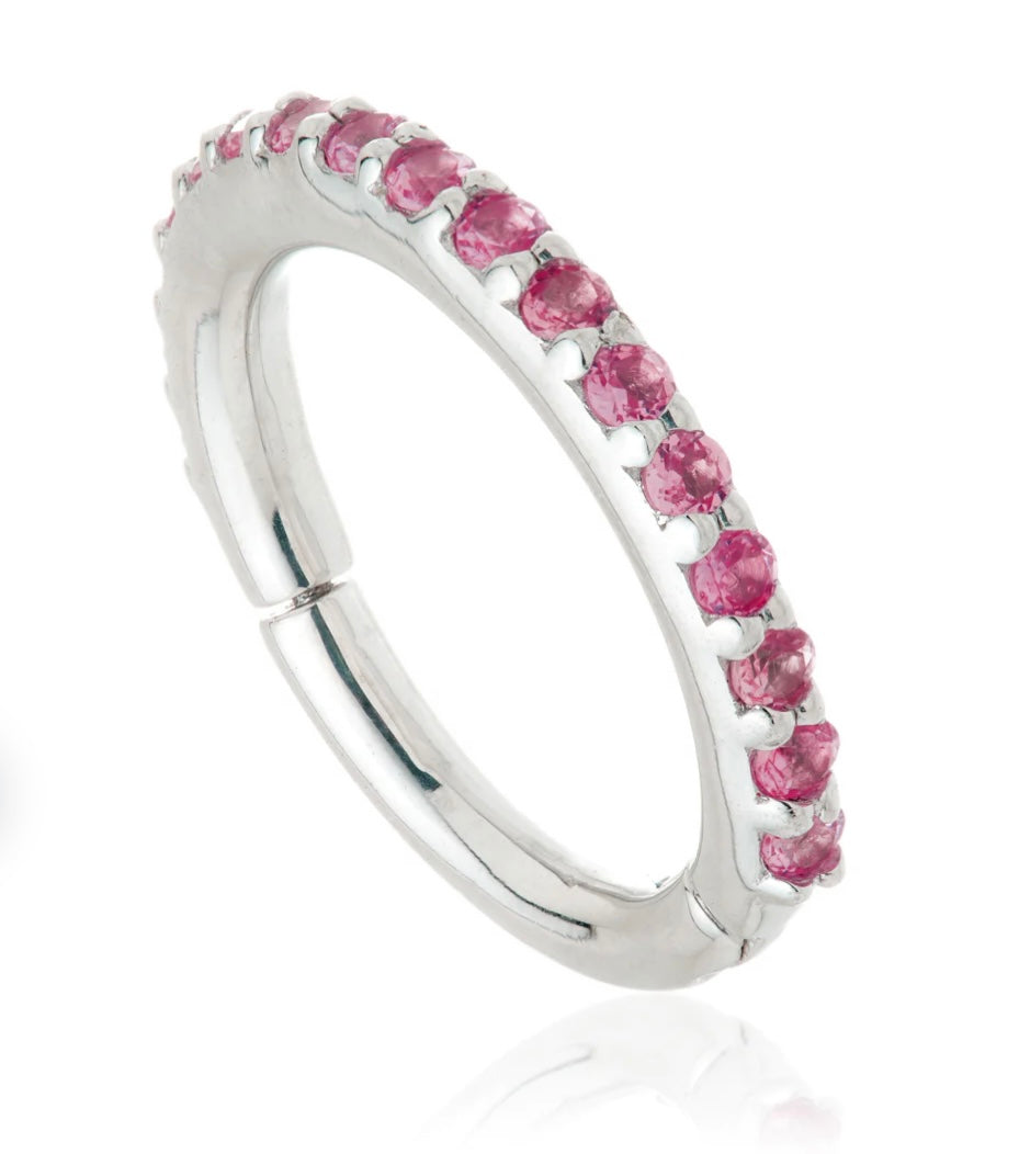 14ct Gold Ruby Pavé Eternity Hinge Ring