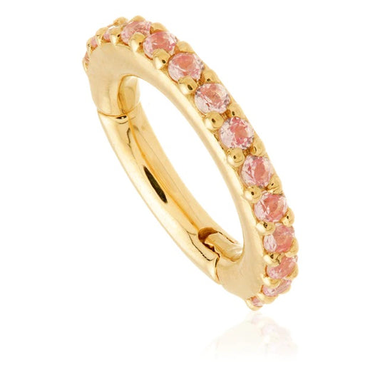 14ct Gold Pavé Pink Sapphire Hinge Ring