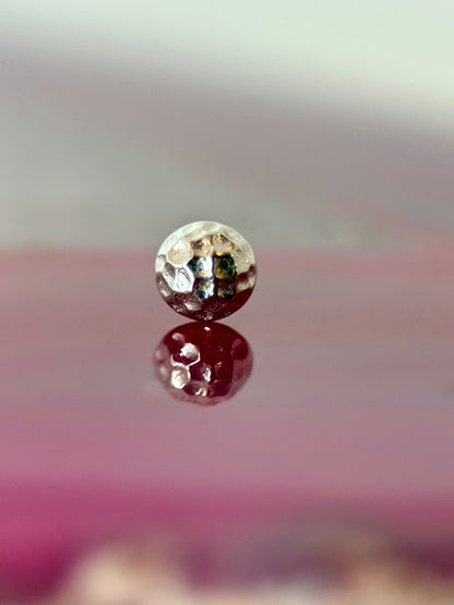 14ct White Gold Hammered Dome