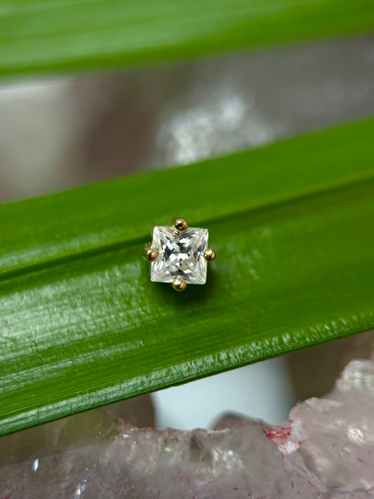 14ct Yellow Gold Princess CZ