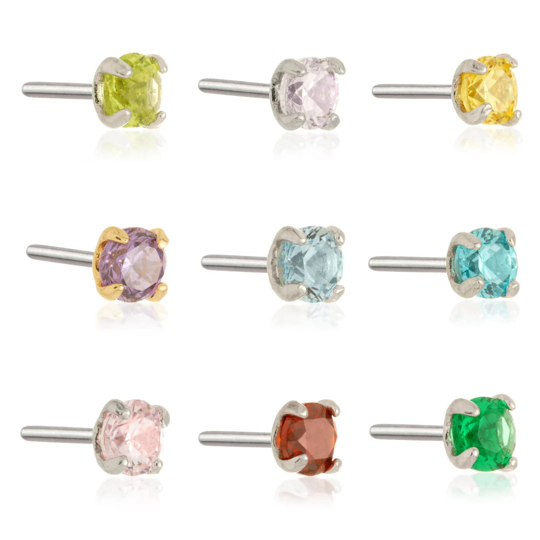 14ct Gold Prong Set Gem Pin Attachment