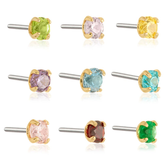 14ct Gold Prong Set Gem Pin Attachment