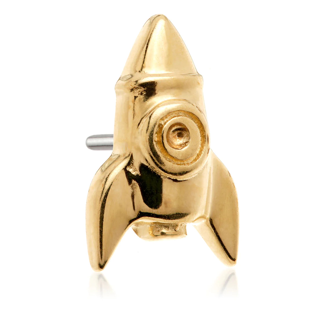 Trail Blazer - 14ct Solid Gold Threadless 'Trail Blazer' Rocket Ship Attachment