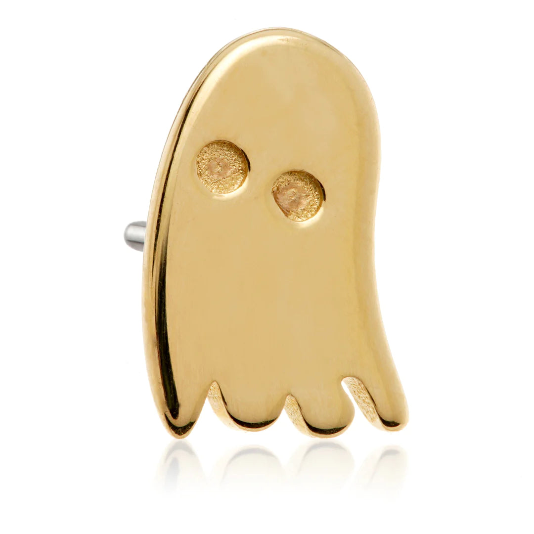 14ct Solid Gold Threadless Retro 'Swoosh' Ghost Attachment