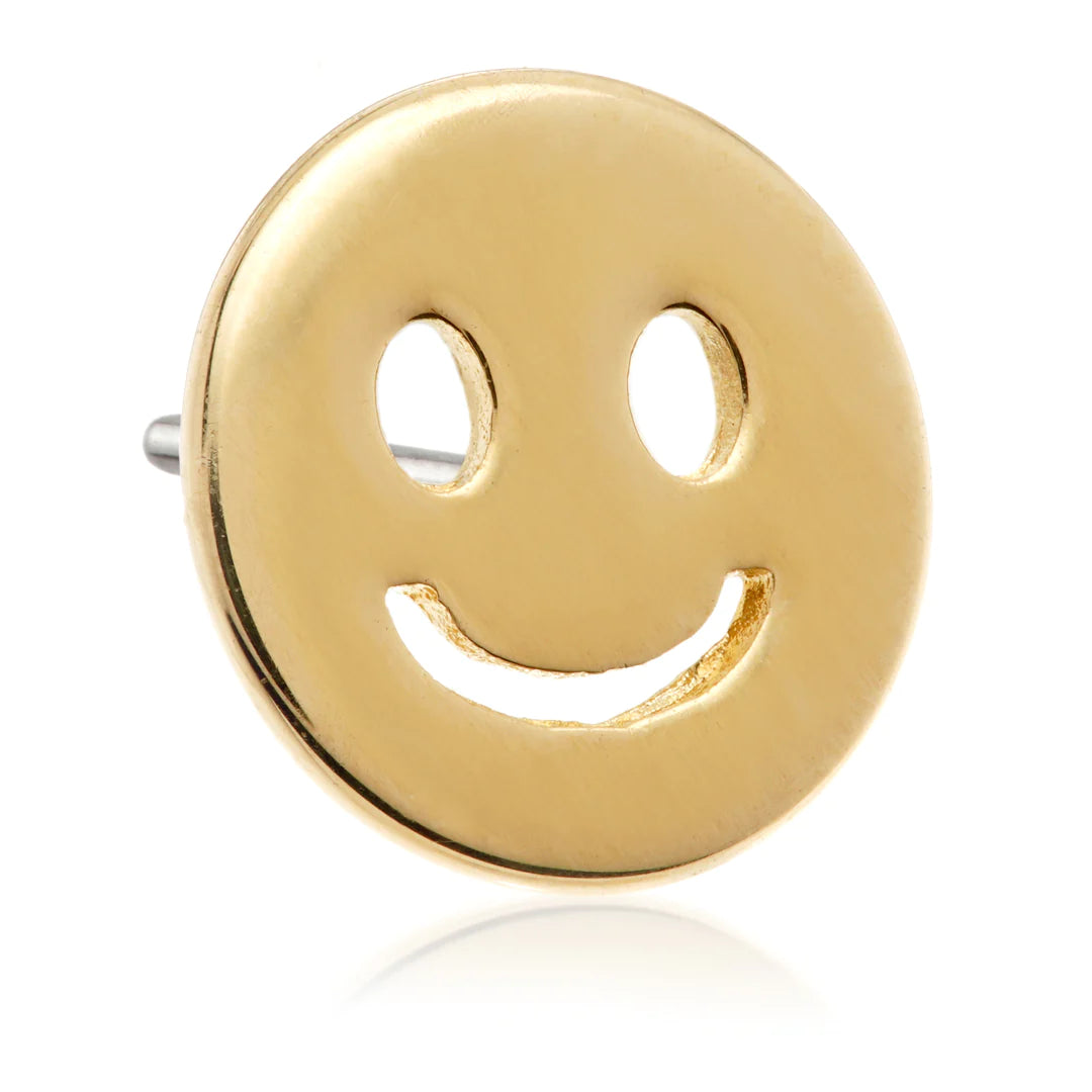 14ct Solid Gold Threadless 'Joy' Smiley Face Attachment