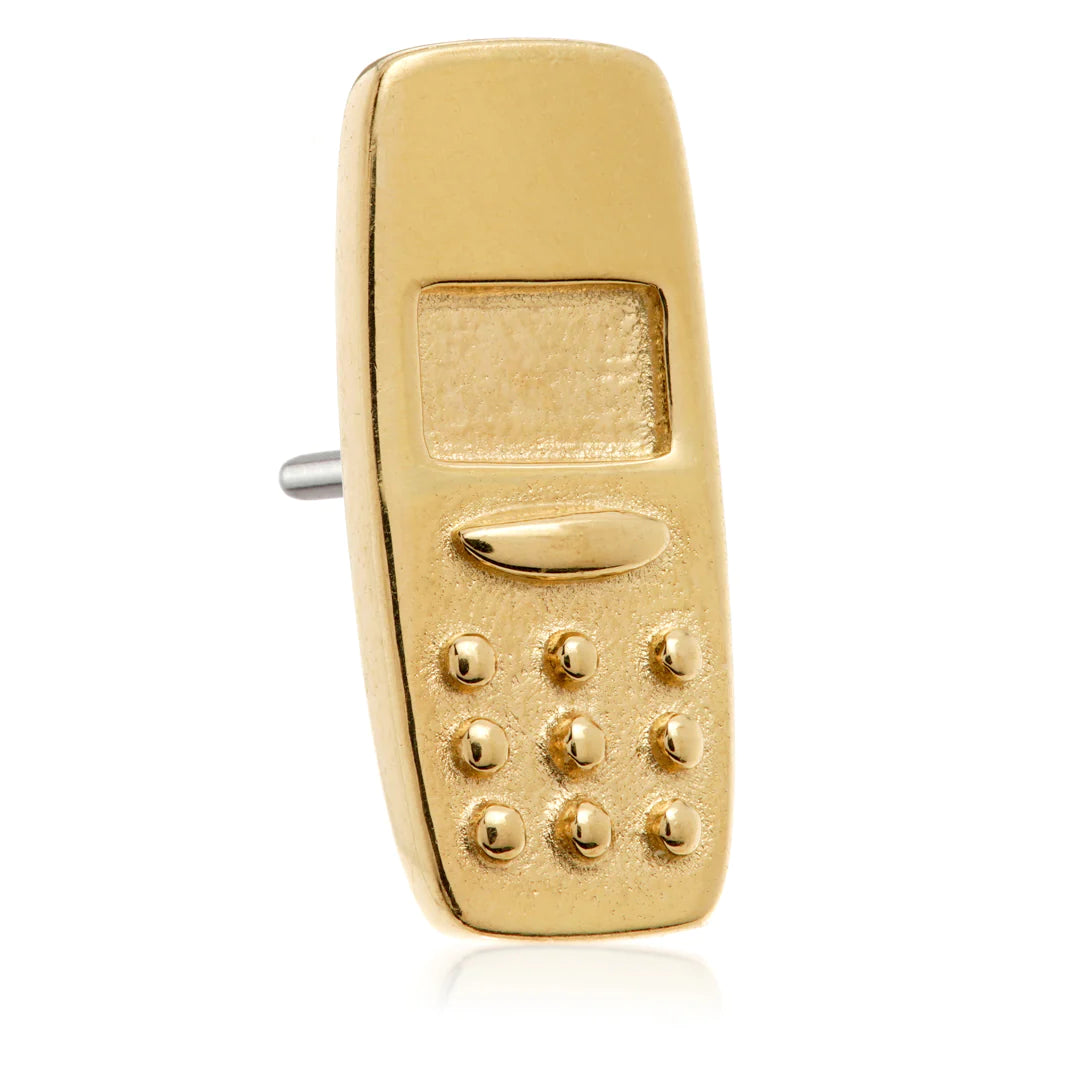 14ct Solid Gold Threadless 'Burner' Phone Attachment