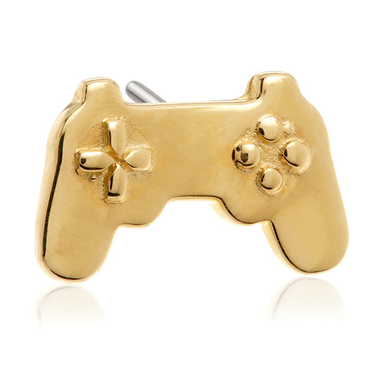 14ct Solid Gold Threadless 'Player One' Game Controller Attachment