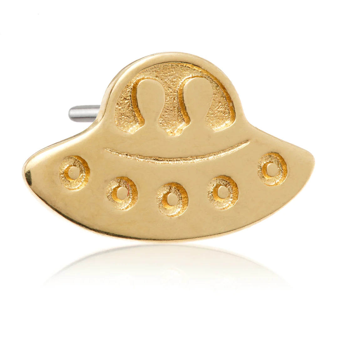 14ct Solid Gold Threadless 'Alien Invasion' Embossed UFO Attachment