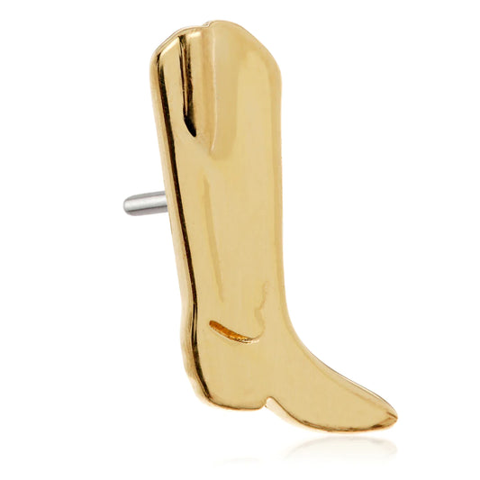 14ct Solid Gold Threadless 'Buck Up!' Cowboy Boot Attachment