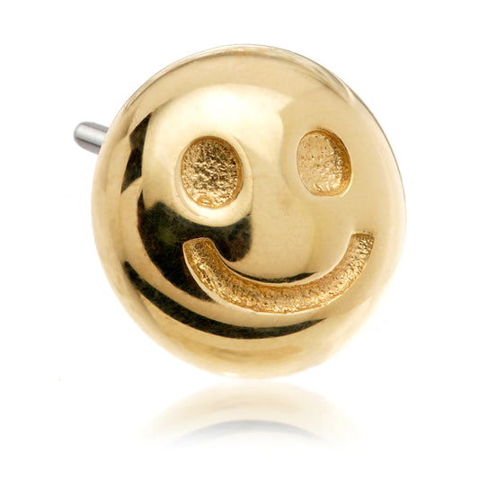 14ct Solid Gold Threadless 'Cheer' Embossed Smiley Face Attachment