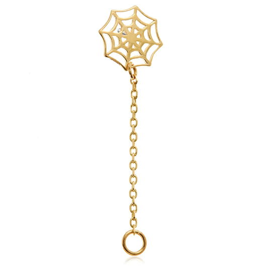 14ct Solid Gold Threadless Spiderweb with Chain Attachment